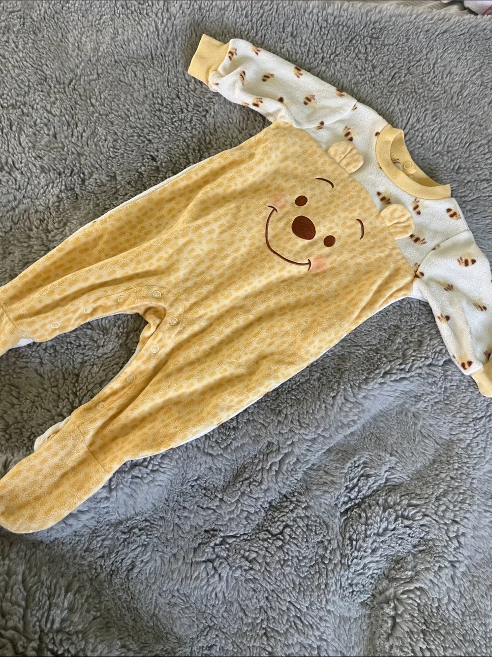 Disney Yellow Bear Face Footed One-Piece